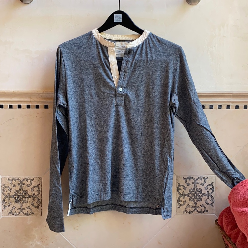Billy Reid contrast-collar long-sleeve henley